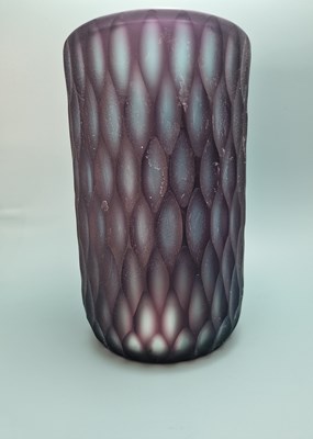 Lot 258 - A purple overlay cylindrical studio glass vase,...