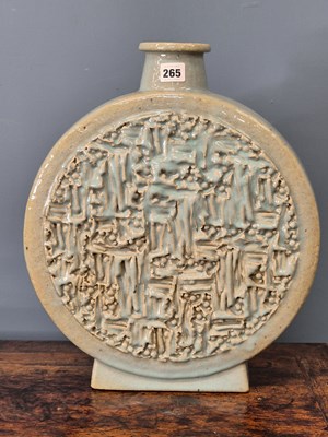 Lot 265 - A Royal Copenhagen celadon glazed moon flask...