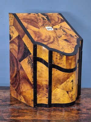 Lot 273 - A black banded faux tortoiseshell knife box...