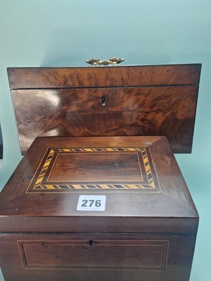 Lot 276 - A mahogany two-canister tea caddy with ebony...