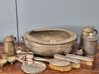 Lot 293 - A silver mounted part dressing table set,...