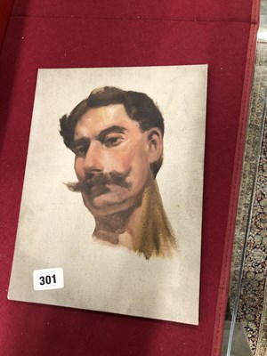 Lot 301 - 19th century school, head of a moustachioed...