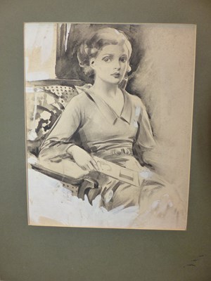Lot 302 - Mid 20th century school, a lady in an armchair,...