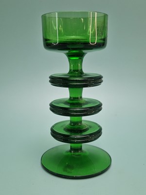Lot 305 - A set of ten hock glasses with clear tulip...
