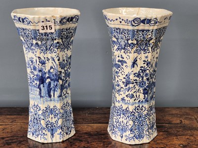 Lot 315 - A pair of Dutch Delft blue and white octagonal...