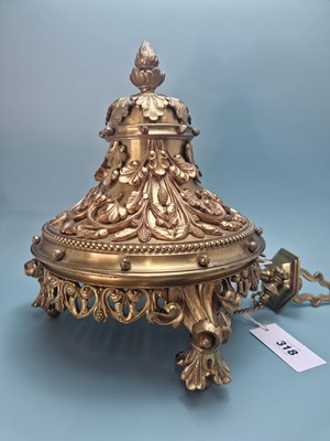 Lot 318 - A gilt metal ceiling light fitting, the...
