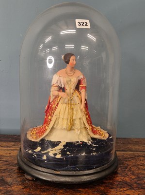 Lot 322 - A wax figure of Queen Victoria standing in her...