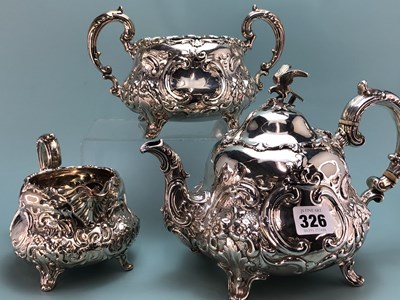 Lot 326 - A Victorian silver three piece tea set by...