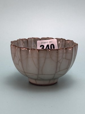 Lot 340 - A Chinese guan ware fluted bowl with a chevron...
