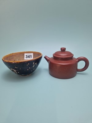 Lot 341 - A Yixing red ware tea pot together with a...