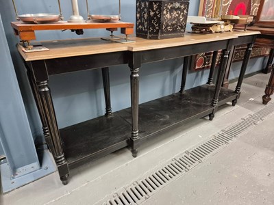 Lot 348 - An oak topped breakfront console table on...