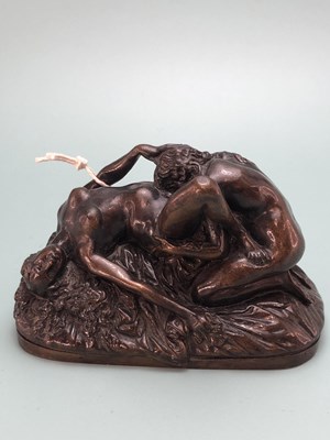 Lot 357 - An early 20th century bronze group of a couple...