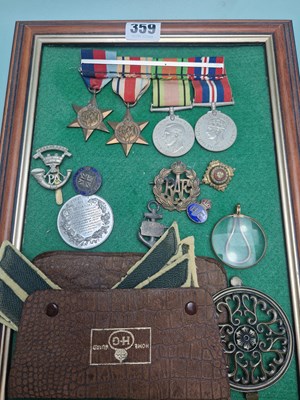 Lot 359 - A frame of WWII badges and buttons, corporal's...