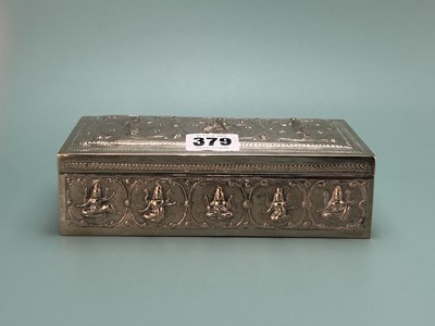 Lot 379 - An Indian white metal mounted cigarette box...