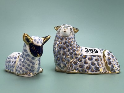 Lot 399 - A Royal Crown Derby figure of a reclining ram...