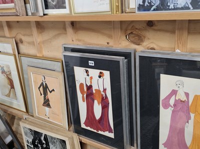 Lot 519 - Eleven frames of costume designs including...