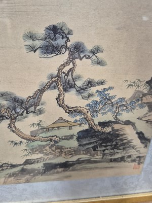 Lot 528 - A set of four Chinese landscapes, a Players...