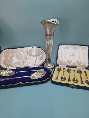Lot 450 - A cased pair of shell bowl serving spoons by...