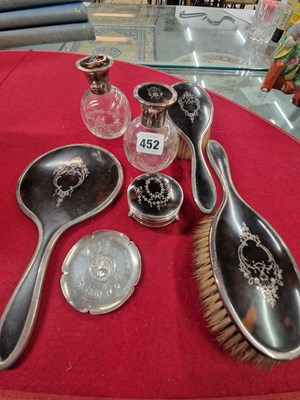 Lot 452 - A silver picque tortoiseshell dressing table...