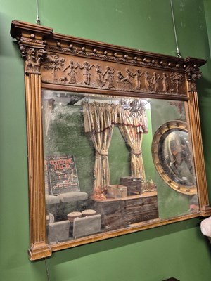 Lot 471 - A 19th century gilt framed overmantle mirror,...
