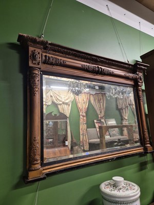 Lot 472 - A 19th century gilt framed overmantle mirror...