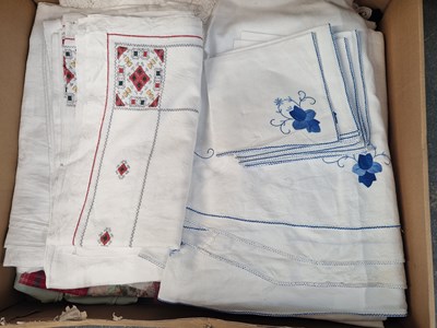 Lot 1606 - Embroidered and other table linen