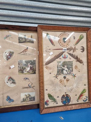 Lot 1608 - Two 19th Century frames of scraps and feather...