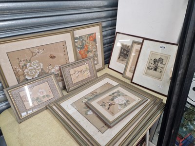 Lot 1616 - Two framed etchings together with eight frames...