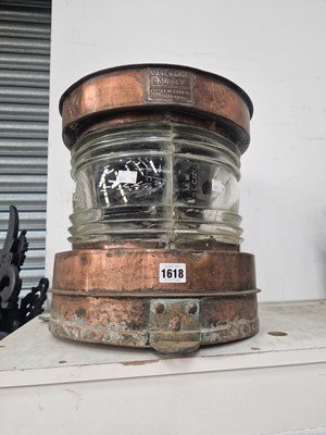 Lot 1618 - A copper ship's mast light