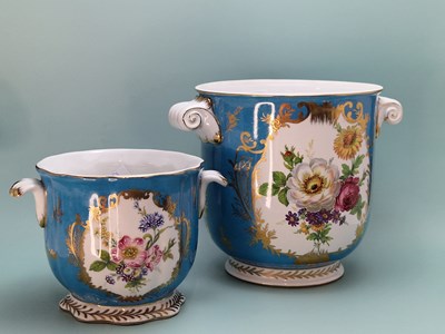 Lot 479 - Two Porcelain Royale Sevres style turquoise...