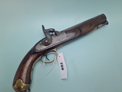 Lot 769 - A 19th C. percussion pistol with an iron...