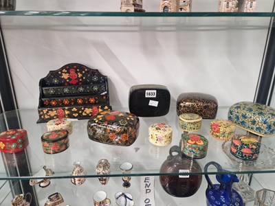 Lot 1633 - Twelve Kashmiri lacquer boxes together with a...