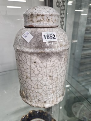 Lot 1652 - A Middle Eastern white crackle ware...