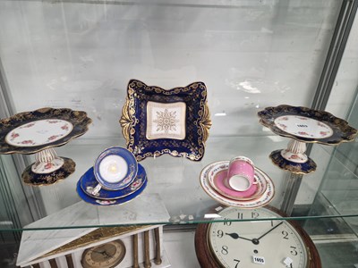 Lot 1653 - A pair of Aynsley blue ground comports, a dish...