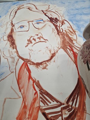 Lot 1671 - A 20th century portrait of a long haired man...