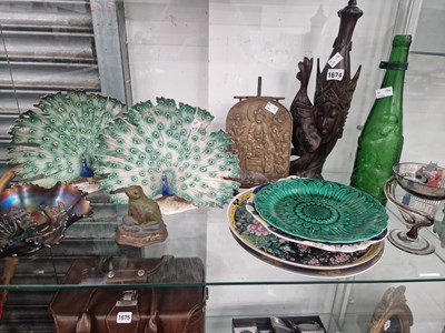 Lot 1674 - A pair of Goebbel porcelain peacocks, a...