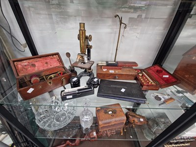Lot 1707 - A Hearson microscope, calculators, a...
