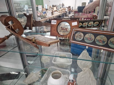 Lot 1738 - Two mahogany framed magic lantern slides, a...