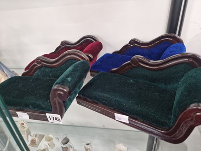 Lot 1745 - Four miniature chaise longue stands