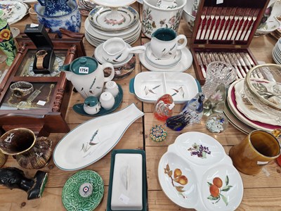 Lot 1754 - A wall clock Denby wares, a canteen of mother...
