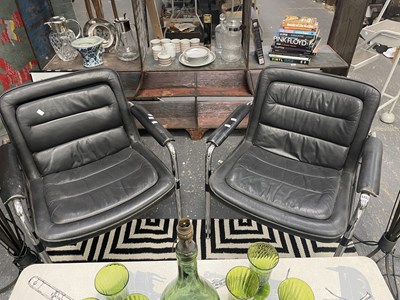 Lot 1822 - A pair of 20th century black leather and...