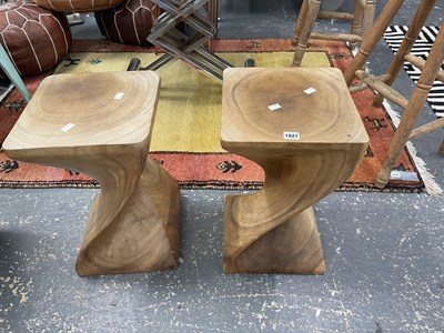 Lot 1827 - A pair of tree section stools with square...