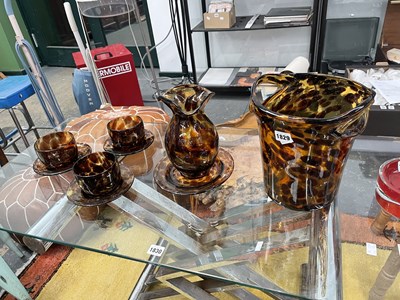 Lot 1829 - A suite of leopard-spotted glass.