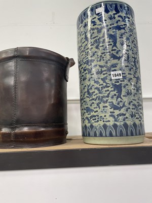 Lot 1849 - A Chinese blue and white cylindrical stick...