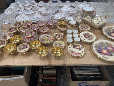 Lot 1866 - Aynsley fruit and flower printed tea wares...