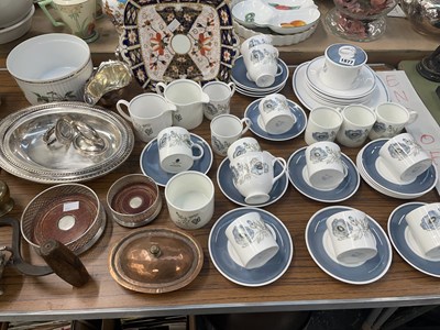 Lot 1877 - Two silver coasters, a silver sauce boat,...