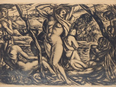 Lot 552 - Bela Uitz (Hungarian, 1887-1972), Nude Bathers,...