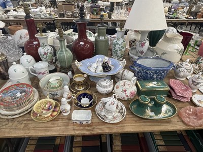 Lot 1893 - Chinoiserie and other ceramic table lamps,...