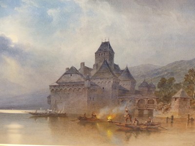 Lot 554 - Emil Reick ( fl 1858 -1898)  Chateau Chillon (...