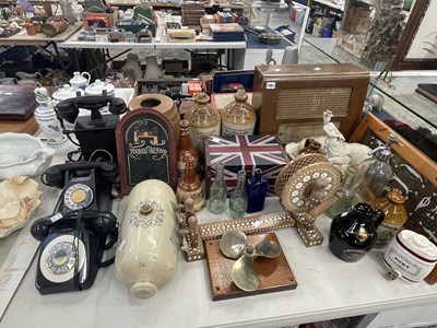 Lot 1901 - Three vintage telephone sets, stoneware jars...